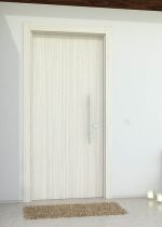 Puerta de entrada de aluminio lisa imitación madera