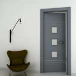 Puerta interior de aluminio con incrustación de aluminio modelo N 300 4IH/V