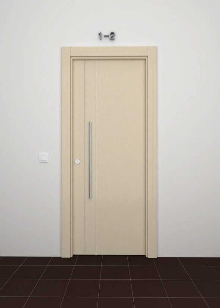 Puerta de entrada con 2 rayas verticales color marfil