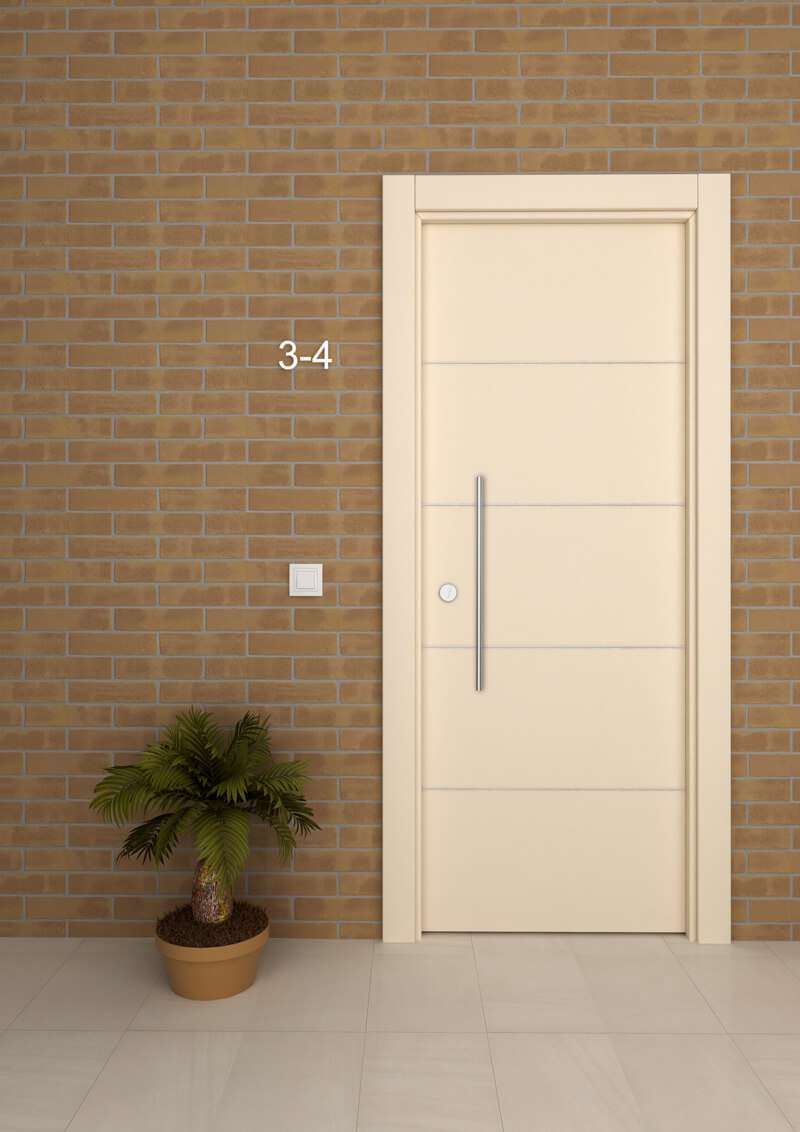 Puerta exterior con 4 lineas horizontales fresadas - Puertas Interiores