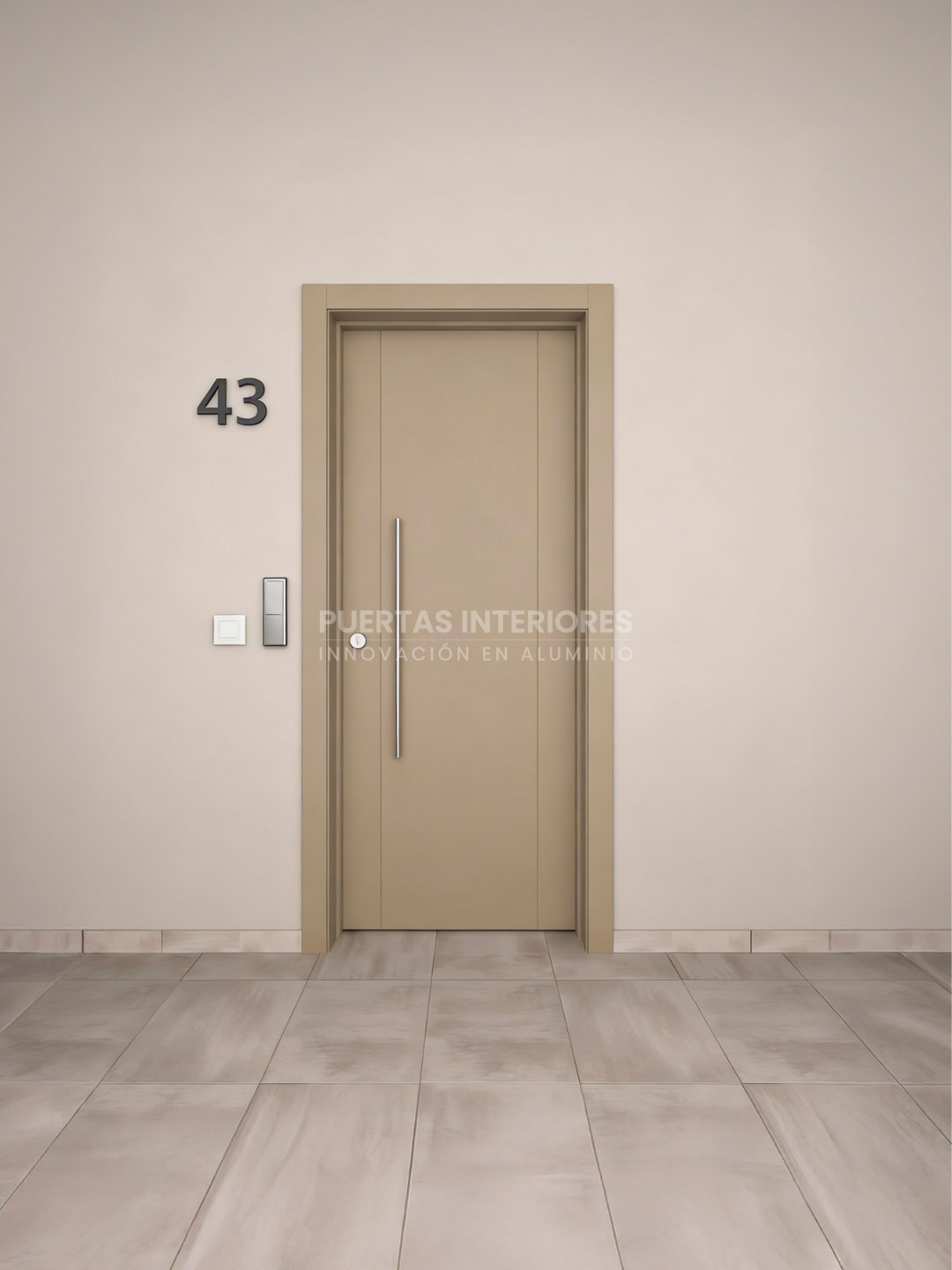 Renders portes d'entrada 2 - 400 2V1 Puerta exterior con 2 lineas verticales fresadas - Imagen 1