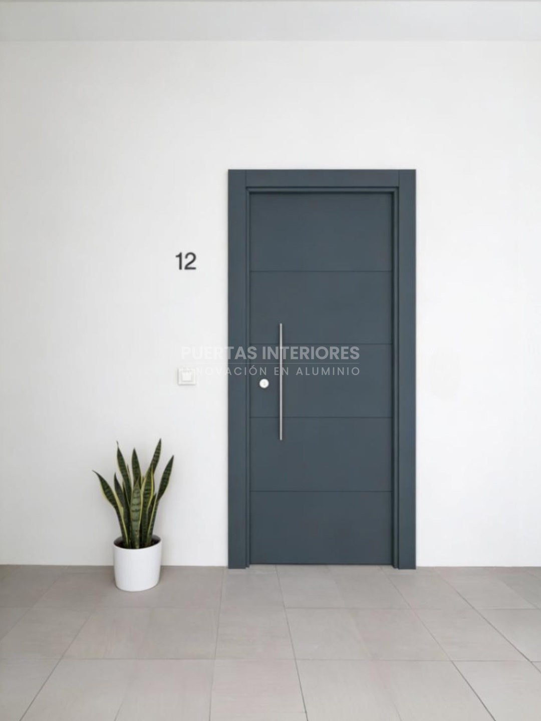 Renders portes d'entrada 2 - 400 4H Puerta exterior con 4 lineas horizontales fresadas - Imagen 1