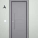 Puerta exterior con 2 lineas horizontales fresadas