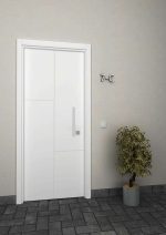Puerta exterior con 1 linea vertical y 2 lineas horizontales fresadas
