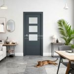 Puerta de interior abatible de ALUMINIO con 3 vidrios