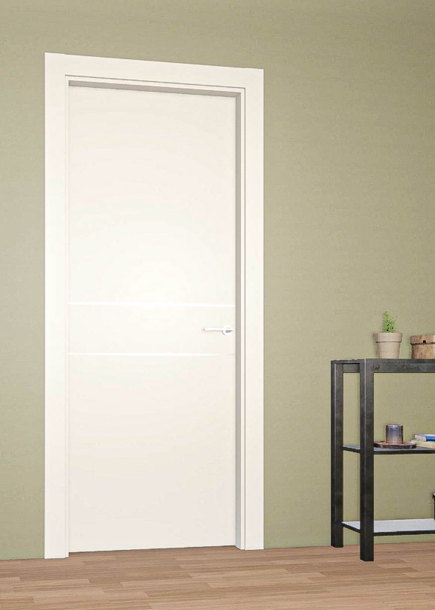 Milímetro Redondo lavanda Puerta interior abatible o corredera de ALUMINIO con 2 líneas con  incrustación de aluminio color plata - Puertas Interiores
