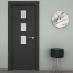 Puerta interior abatible o corredera de ALUMINIO con 3 vidrios pequeños