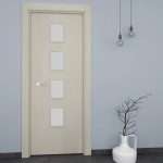 Puerta interior abatible o corredera de ALUMINIO con 4 vidrios pequeños