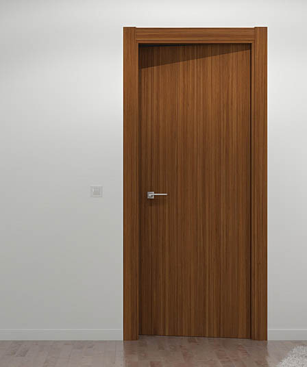 Puerta interior de aluminio lisa color madera