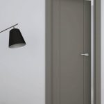 Puerta interior abatible o corredera de ALUMINIO fresada con 2 líneas verticales