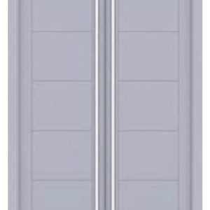 Puertas abatibles para armario empotrado de aluminio modelo con 4 rayas horizontales y 2 rayas verticales en cada hoja