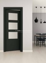 Puerta interior abatible o corredera de ALUMINIO con 3 vidrios