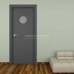 Puerta interior abatible o corredera de ALUMINIO con ojo de buey