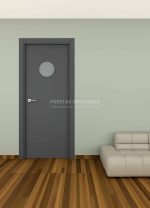 Puerta interior abatible o corredera de ALUMINIO con ojo de buey