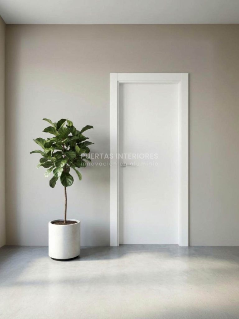 Puerta de interior de aluminio blanca ciega