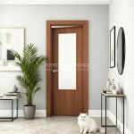 Puerta interior abatible de ALUMINIO con 1 vidrio vertical ancho