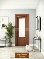 Puerta interior abatible de ALUMINIO con 1 vidrio vertical ancho