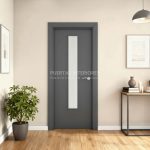 Puerta interior abatible de ALUMINIO con un vidrio vertical