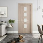 Puerta interior abatible o corredera de ALUMINIO con 4 vidrios pequeños