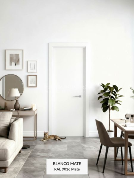 Puerta interior lisa de aluminio blanca