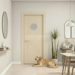 Puerta interior abatible de ALUMINIO con ojo de buey