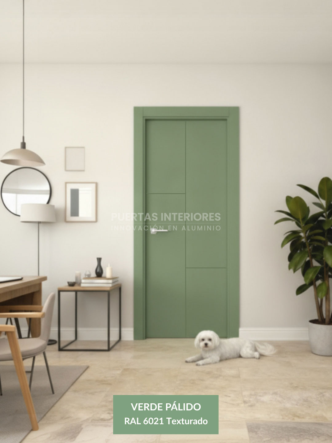 Puerta interior de aluminio con líneas rectas