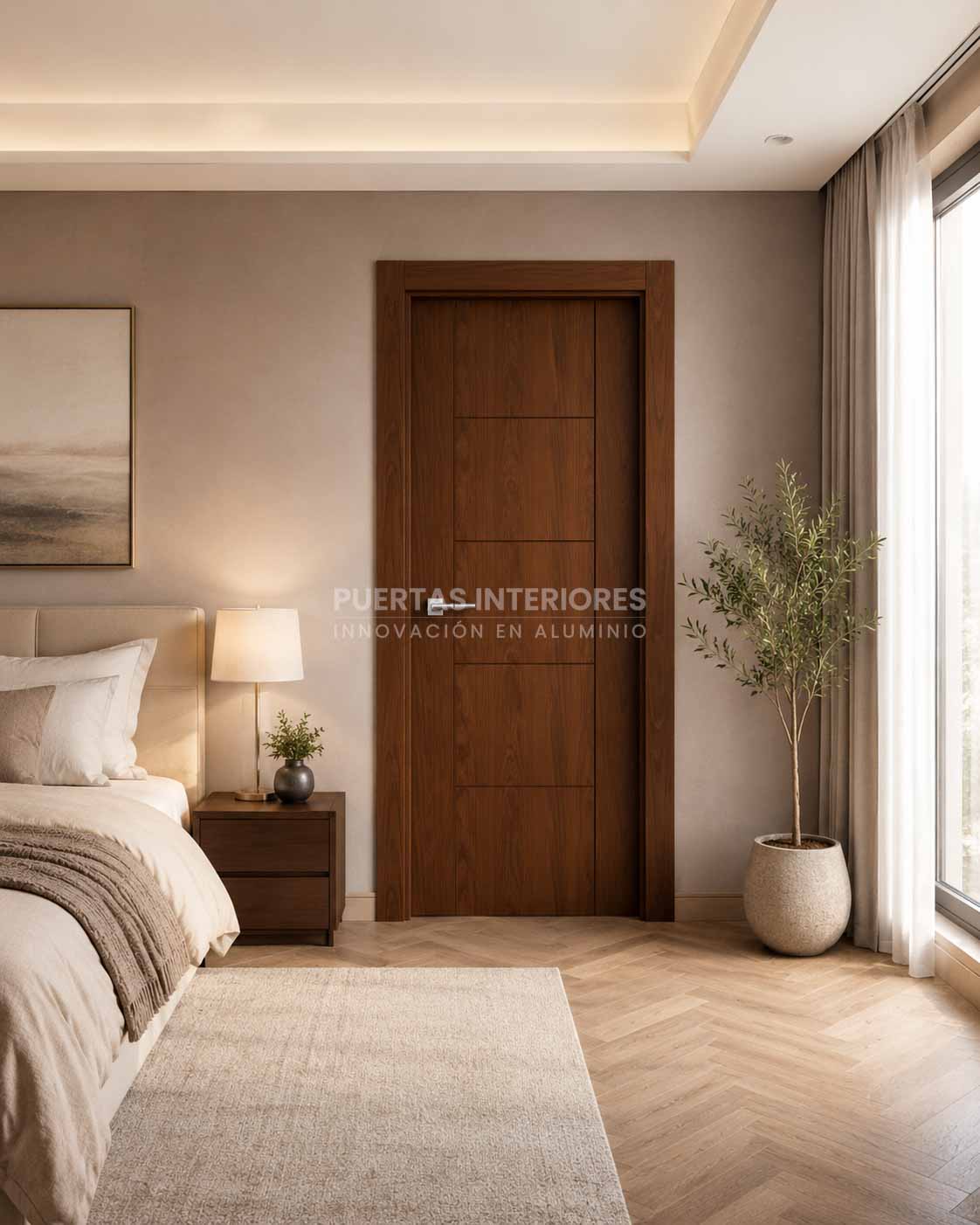 Puerta interior de aluminio instalada en una vivienda moderna