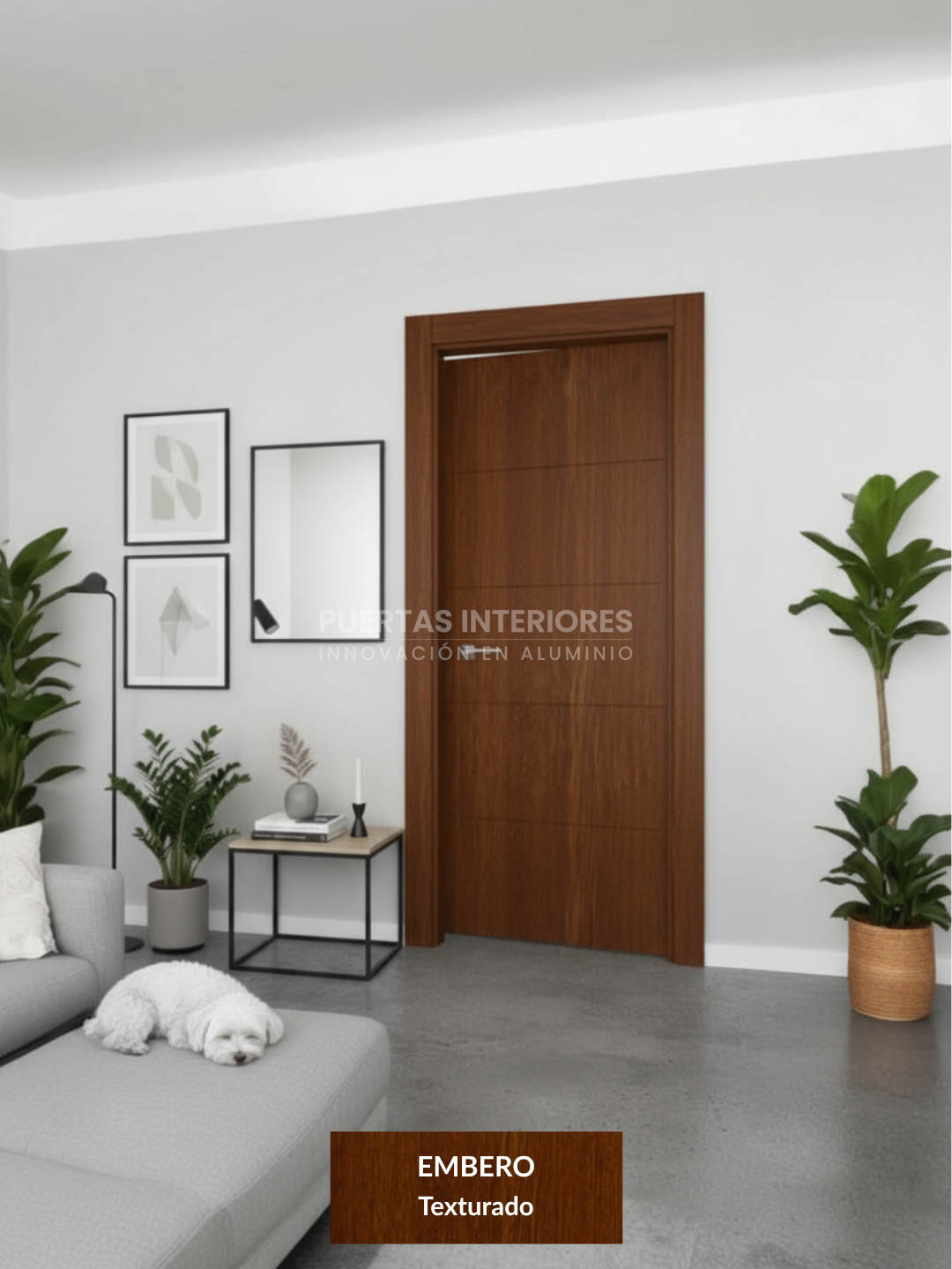 Puerta interior de aluminio Embero con cuatro líneas horizontales