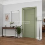 Puerta interior abatible de ALUMINIO fresada con 4 líneas horizontales