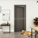 Puerta interior abatible o corredera de ALUMINIO con 6 líneas verticales