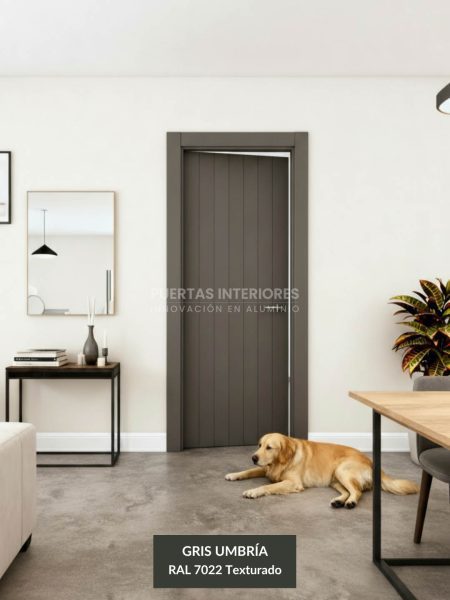 Reders portes 2 - 200 FV Gris Umbría Puerta interior abatible o corredera de ALUMINIO con 6 líneas verticales - Imagen 1