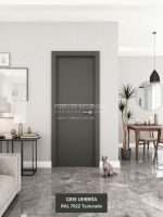 Puerta interior abatible de ALUMINIO con 2 líneas con incrustación de aluminio color plata