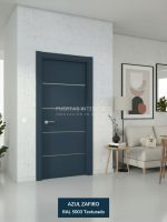 Puerta interior abatible de ALUMINIO con 4 líneas horizontales con incrustaciones de aluminio